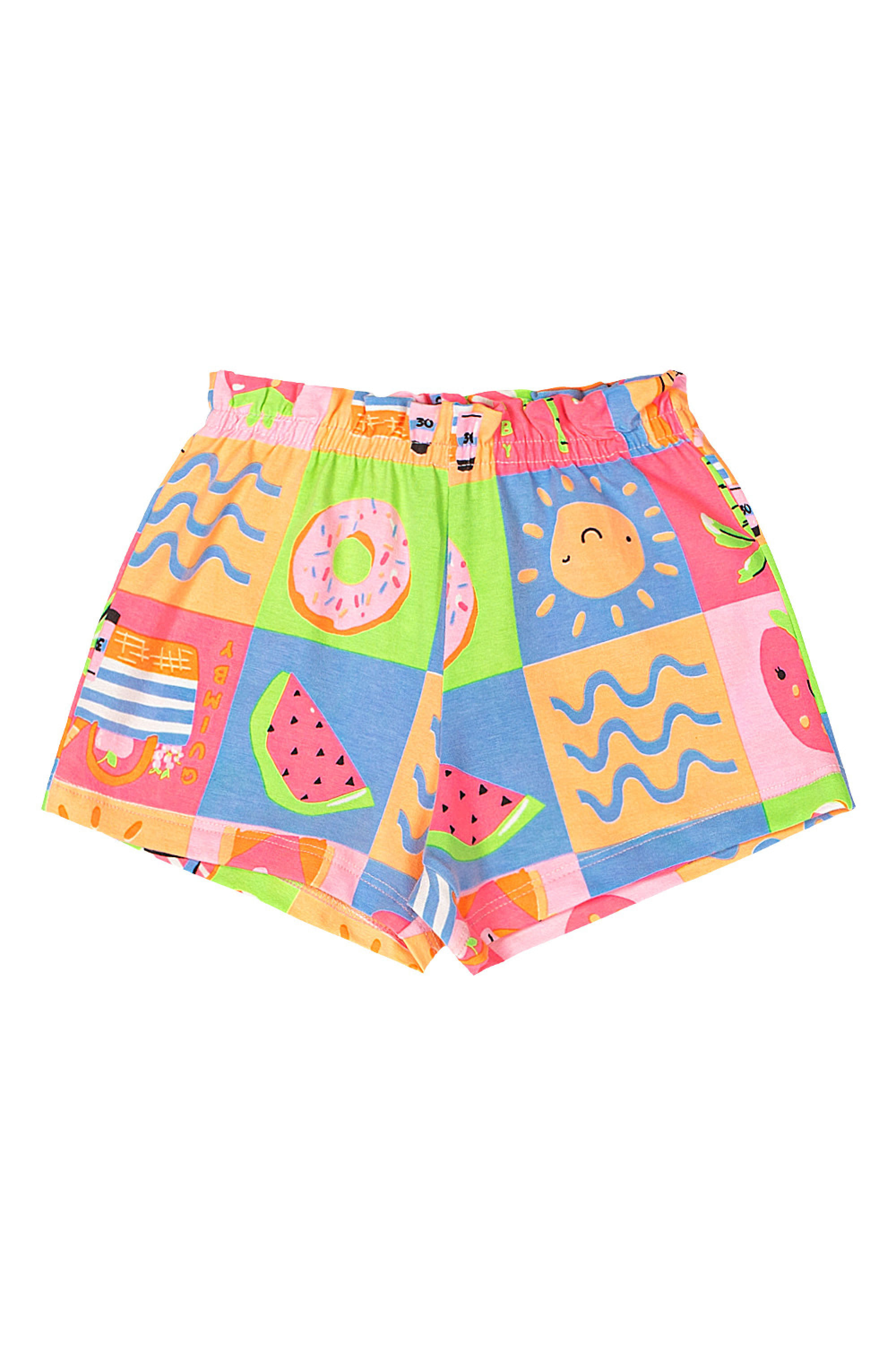 Conjunto Bebê Menina Blusa com Strass e Short Estampado (Branco) Quimby - Imagem 17